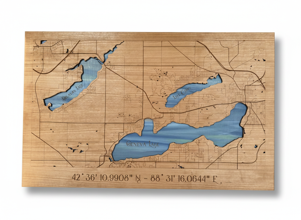 Custom Land & Lake: Layered Wood Maps