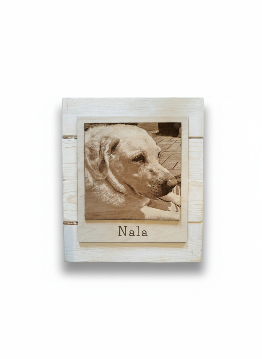 Layered Shiplap Backed Engraved Photographs