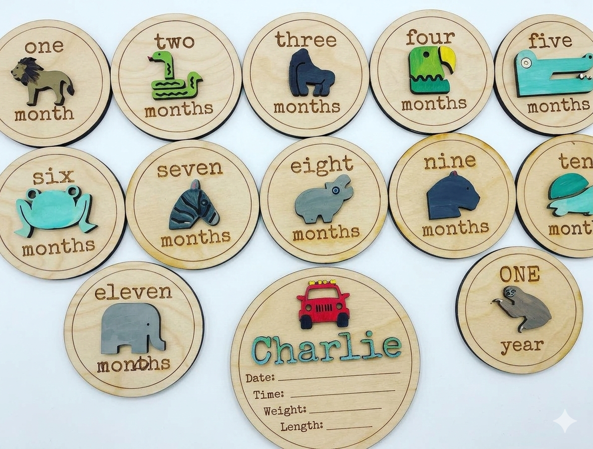 Handcrafted Baby month markers