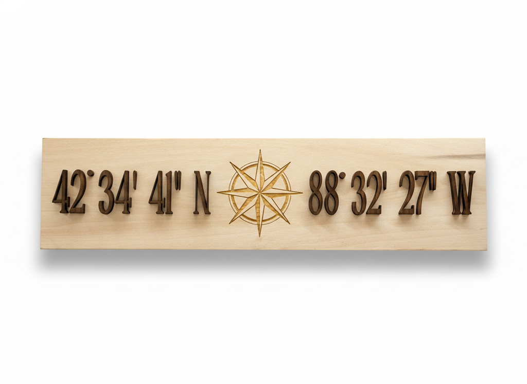 Custom Latitude & Longitude Wood SIgn