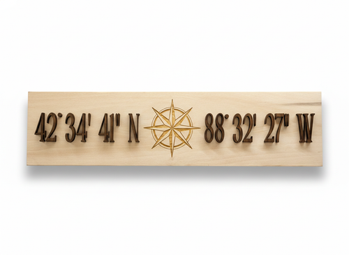 Custom Latitude & Longitude Wood SIgn
