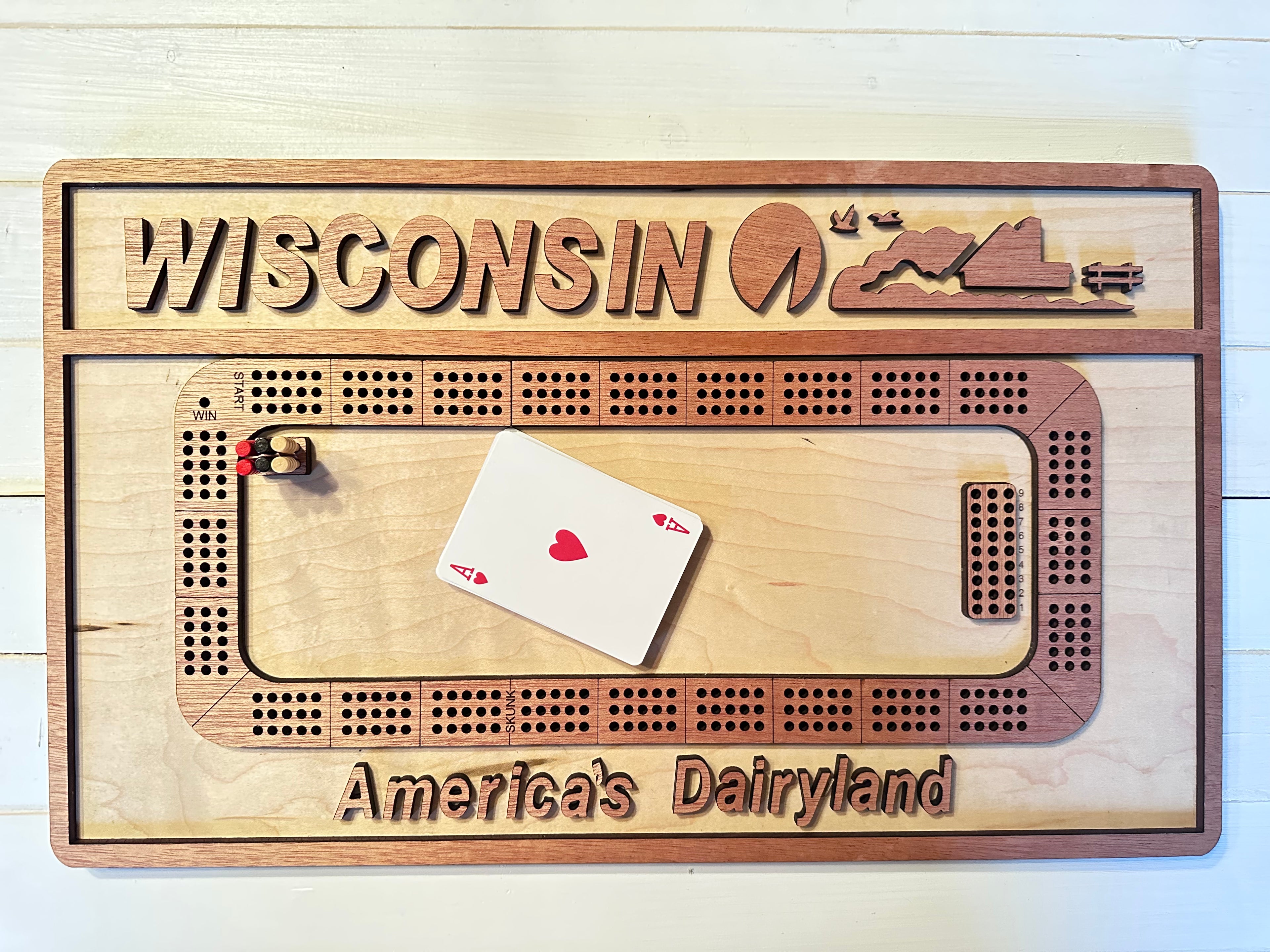 Wisconsin License Plate Cribbage Board