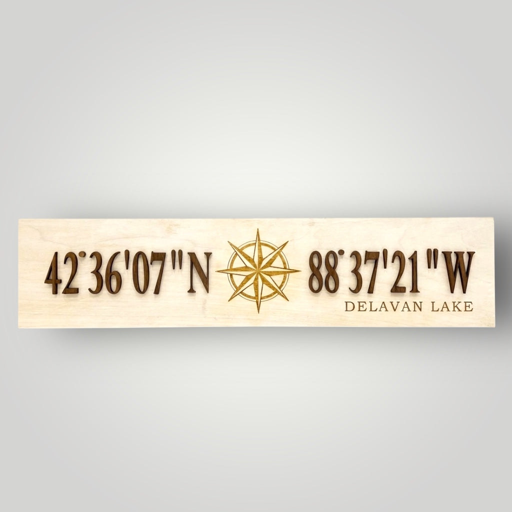 Custom Latitude & Longitude Wood SIgn