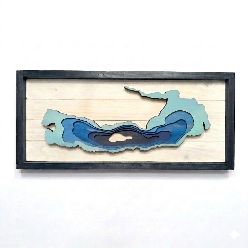 Classic White Delavan Lake Depth Art