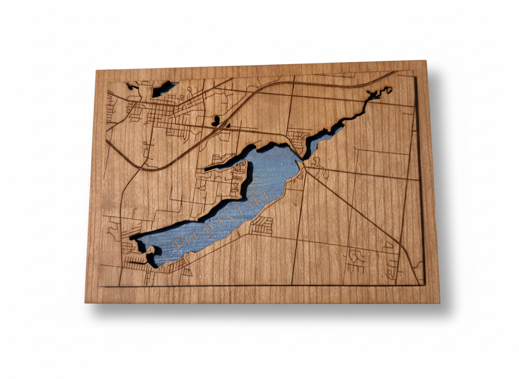 Custom Land & Lake: Layered Wood Maps