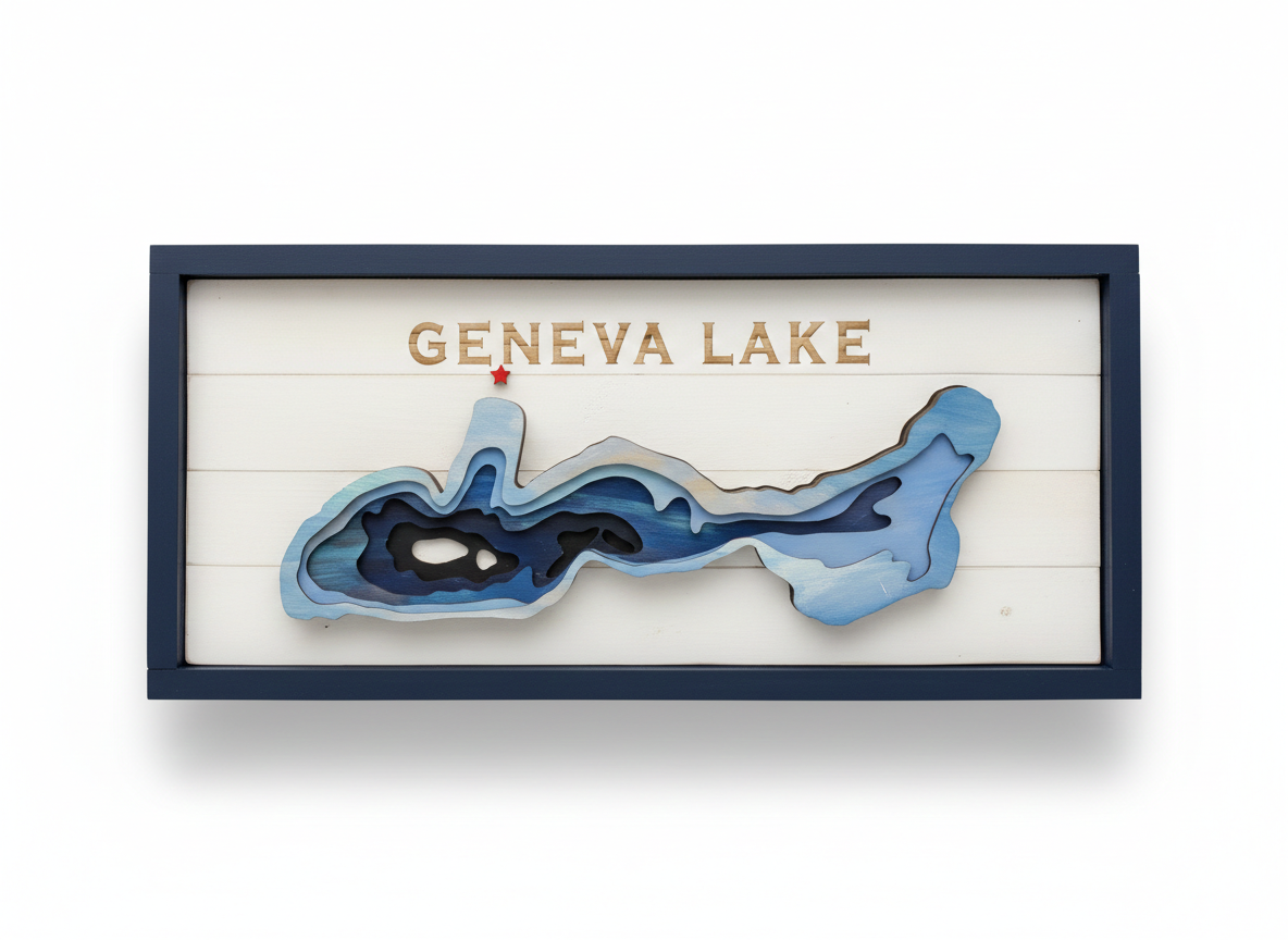 Classic White Geneva Lake Depth Art