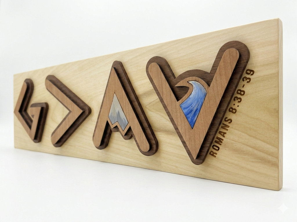 God is Greater Than the Highs and Lows 3D Wood Sign