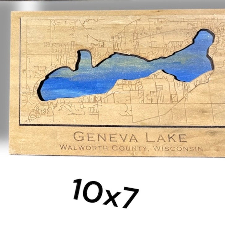 Custom Land & Lake: Layered Wood Maps
