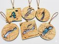 Layered Wood Land & Lake Map Ornaments