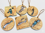 Layered Wood Land & Lake Map Ornaments