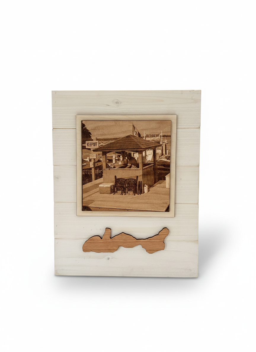 Layered Shiplap Backed Engraved Photographs
