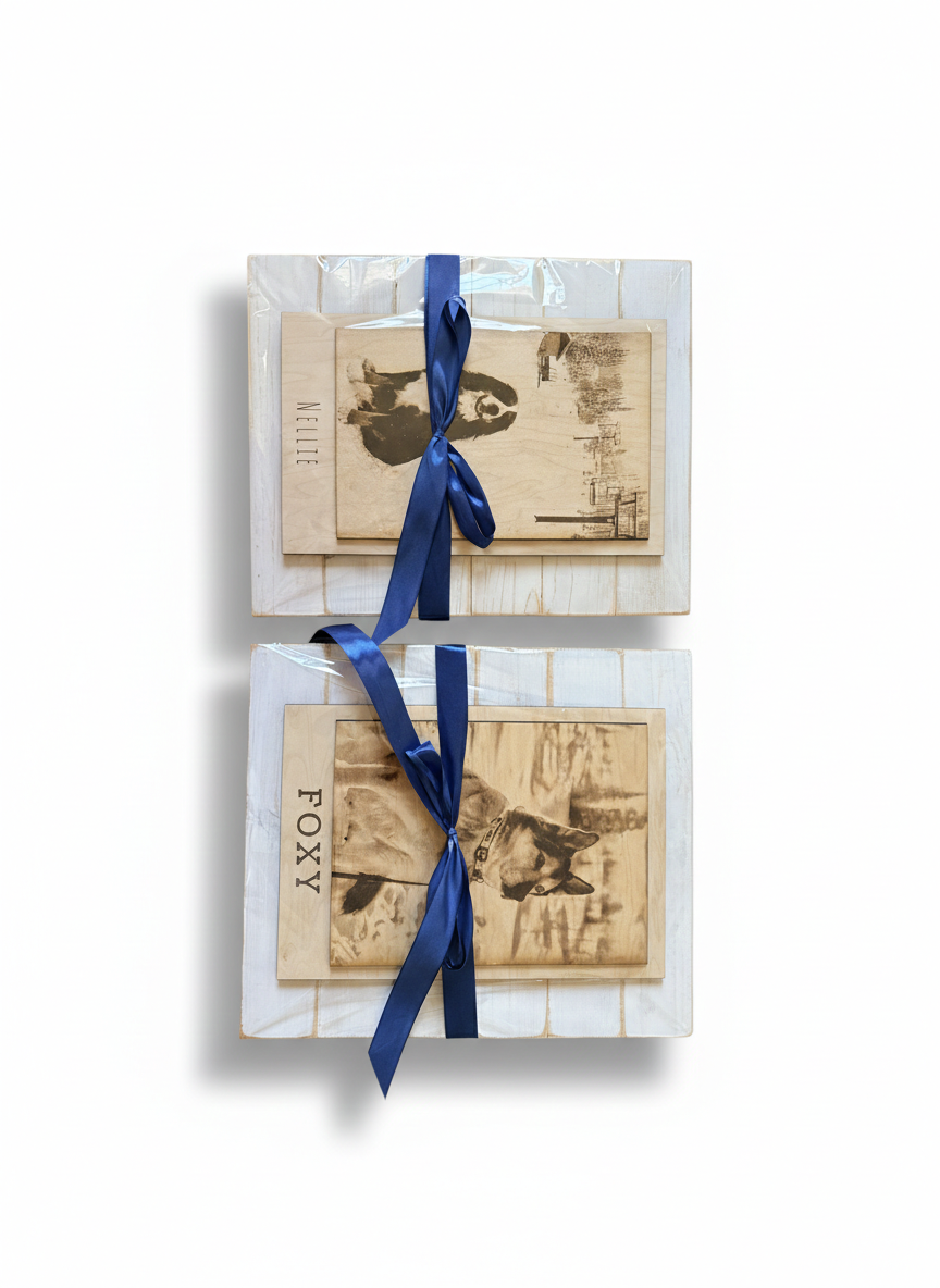 Layered Shiplap Backed Engraved Photographs