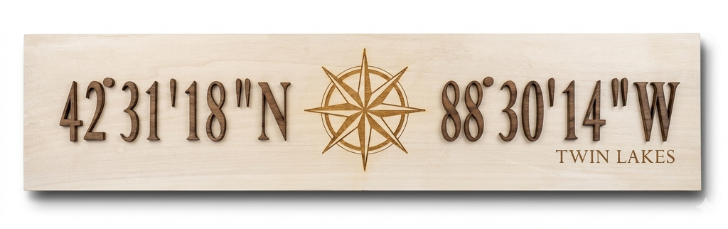 Custom Latitude & Longitude Wood SIgn