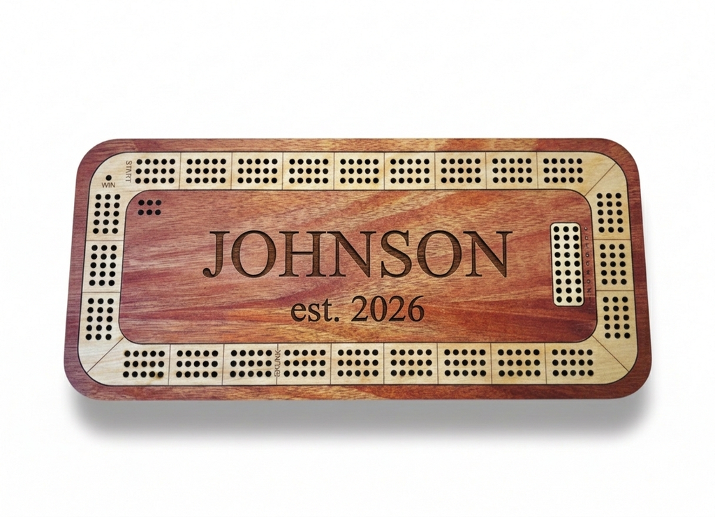 Deluxe Two Tone Personalized Cribbage Board