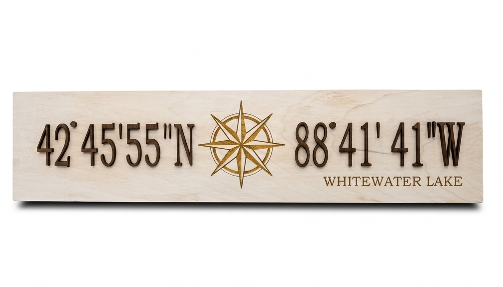 Custom Latitude & Longitude Wood SIgn
